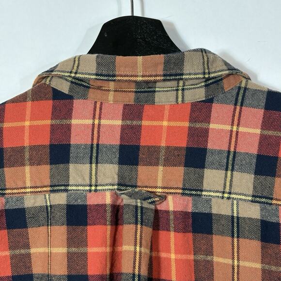 Eddie Bauer Mens Flannel Shirt XXL Orange Bristol Harvest Plaid Button Up Cotton - Picture 9 of 14